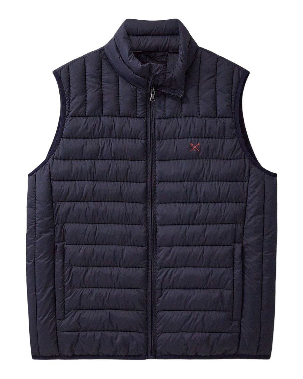 Heritage Dark Navy Coloured Crew Clothing Mens Lowther Gilet on White Background