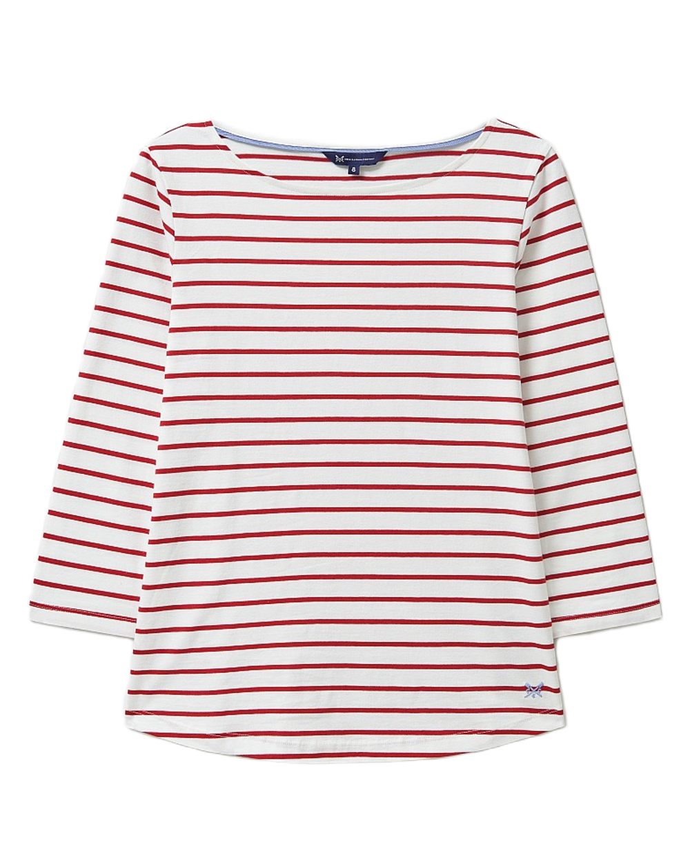 White Red Coloured Crew Clothing Womens Essential Breton Top on White Background