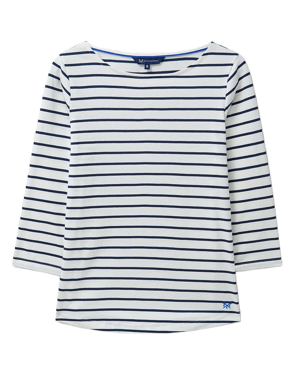 White Thin Stripe Coloured Crew Clothing Womens Essential Breton Top on White Background