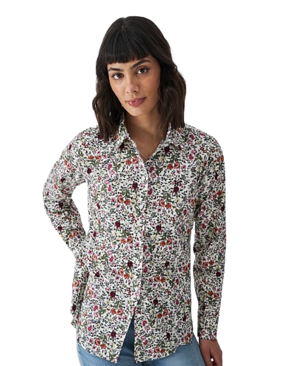 Lois Pink Coloured Crew Clothing Womens Lulworth Shirt on White Background