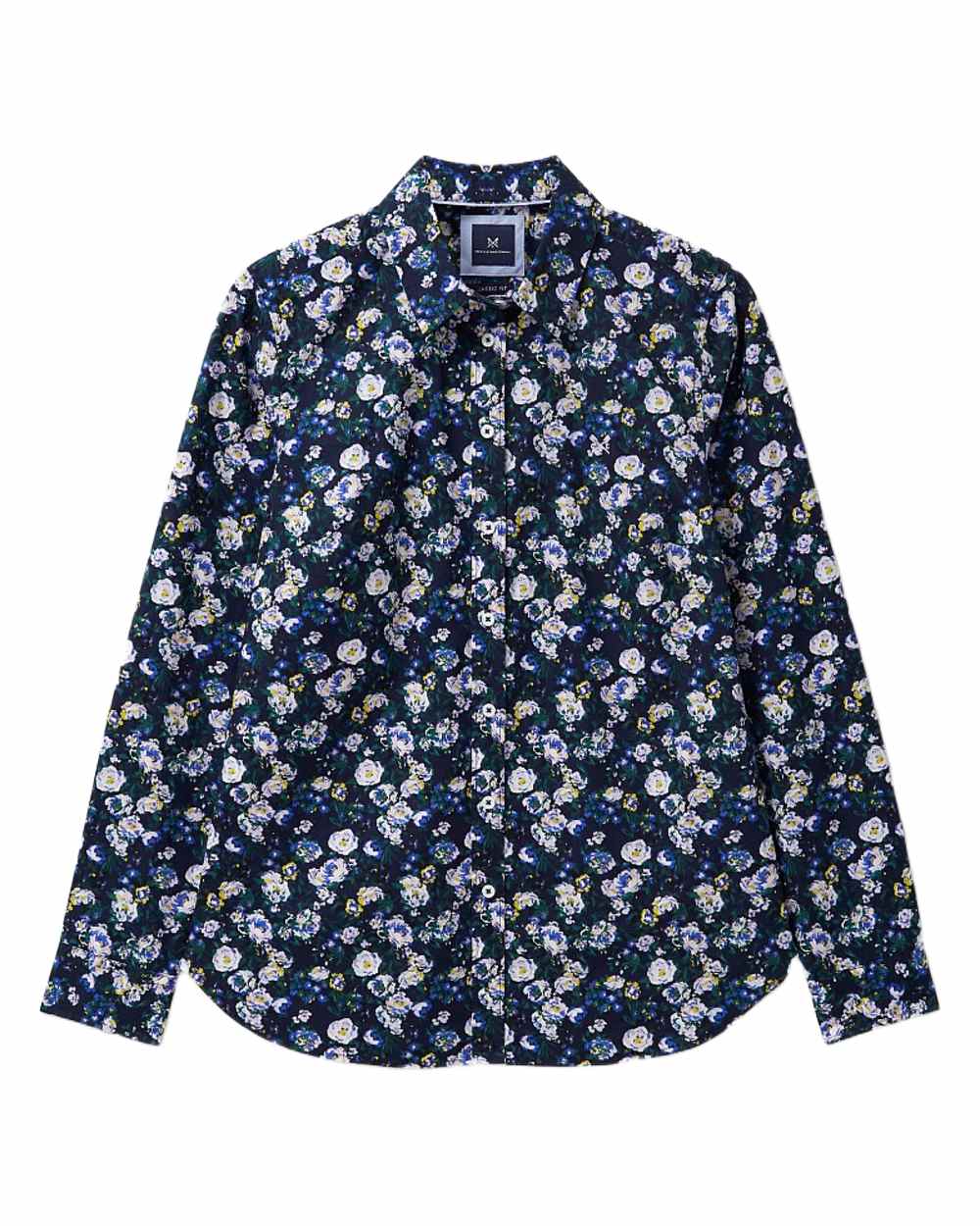 Navy Barge Coloured Crew Clothing Womens Lulworth Shirt on White Background