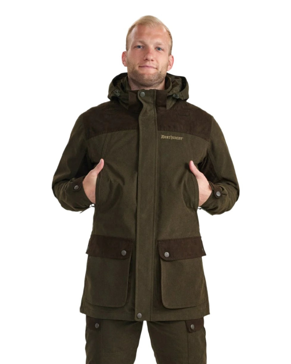 Tarmac Green Coloured Deerhunter Eagle Jacket On A White Background