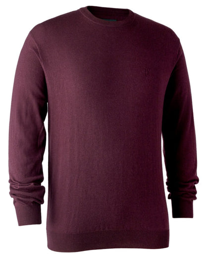 Burgundy Coloured Deerhunter Kingston Knit O-Neck Jumper | Clearance Colours On A White Background 