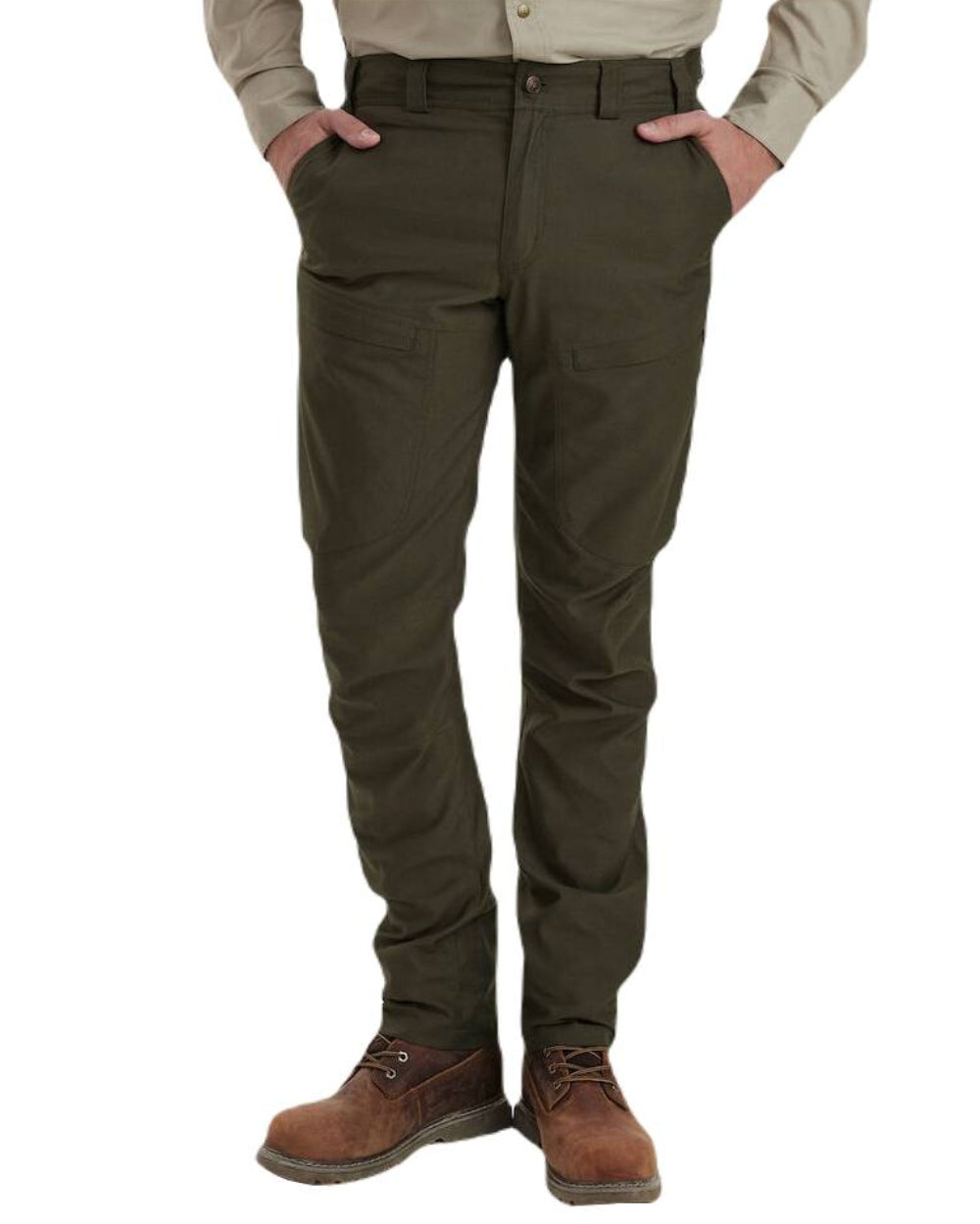 Forest Green Coloured Deerhunter Matobo Trousers On A White Background 