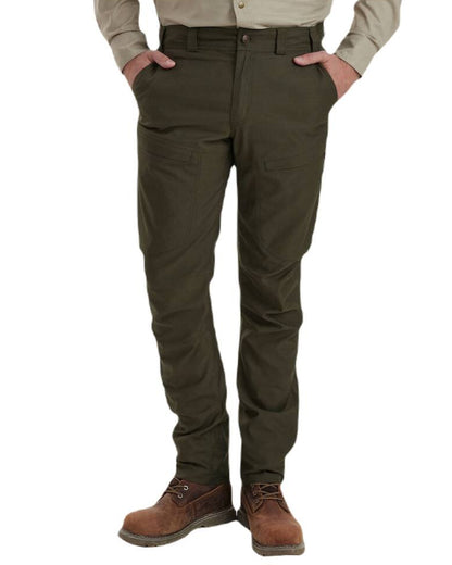 Forest Green Coloured Deerhunter Matobo Trousers On A White Background 