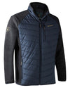 Dark Blue coloured Deerhunter Moor Padded Jacket with Knitted Sleeves on White background #colour_dark-blue