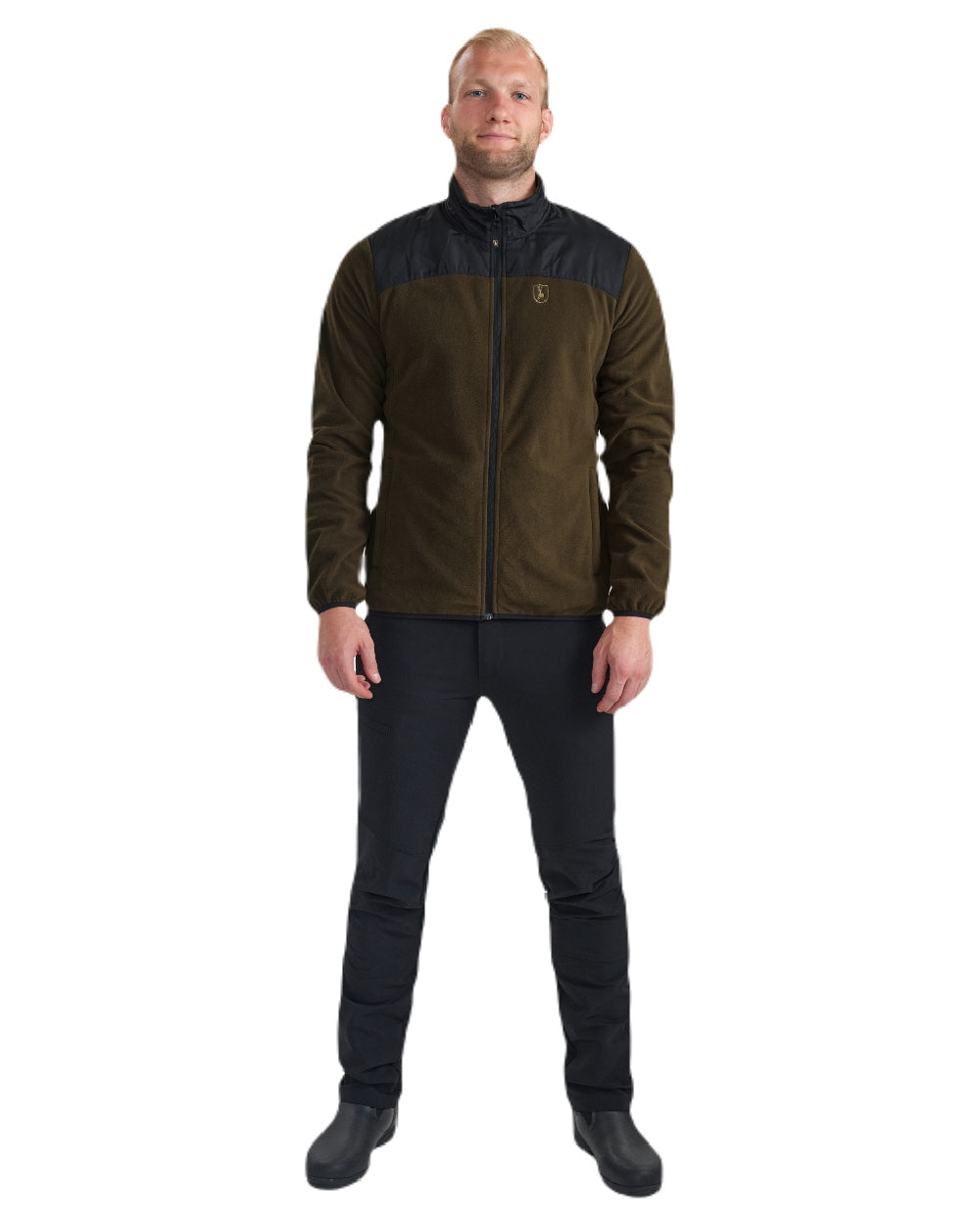 Chestnut Brown coloured Deerhunter Northward Fleece Jacket on white background