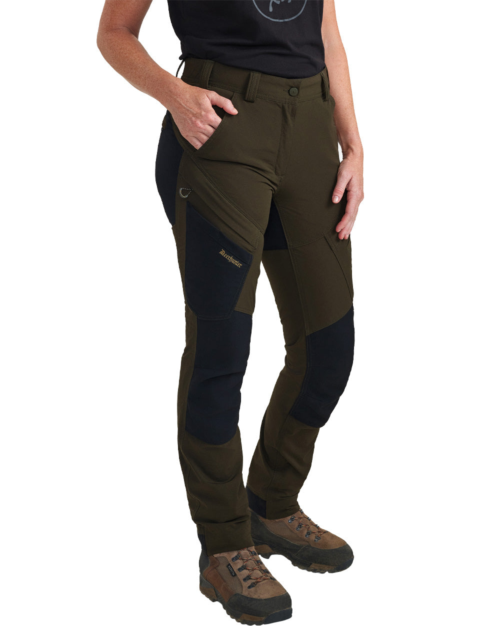 Black Bark Green coloured Northward Trousers on White background