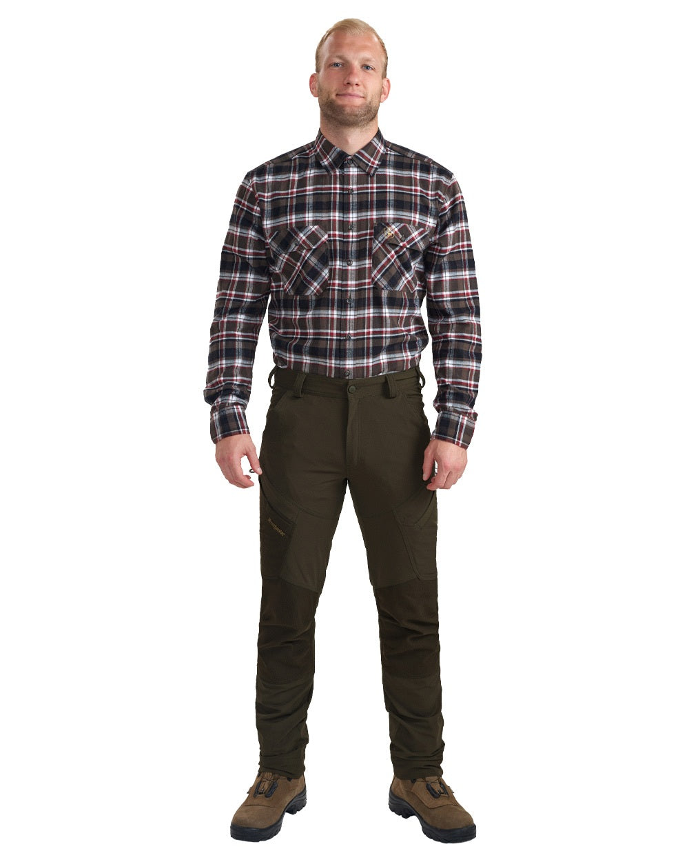 Bark Green coloured Deerhunter Northward Trousers on White Background