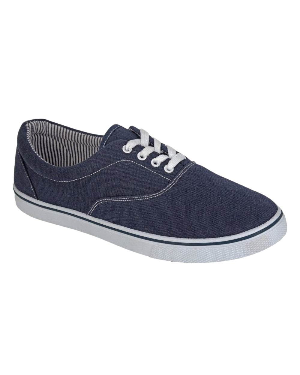 Navy Blue Coloured Dek Mens 4 Eye Deck Shoes on White Background