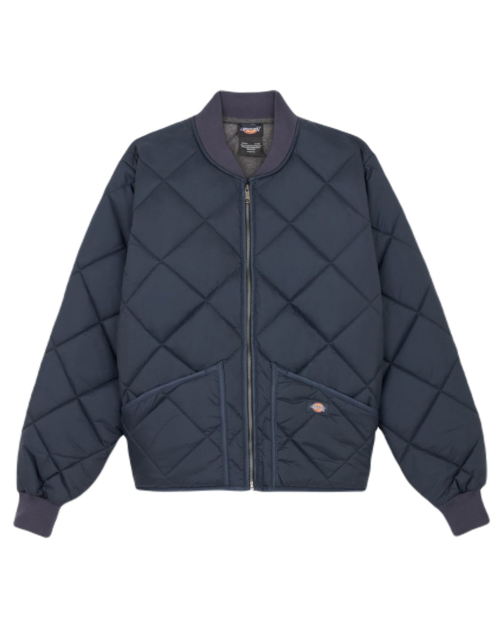 Dark Navy Coloured Dickies Mens Diamond Quilted Nylon Jacket on White Background