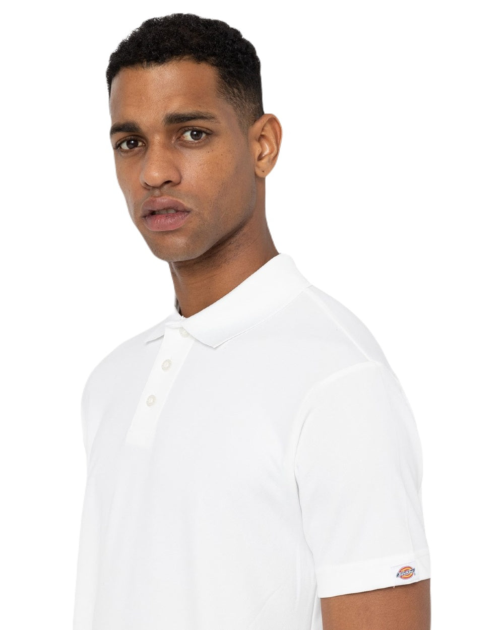 White Coloured Dickies Mens Everyday Polo Shirt on White Background