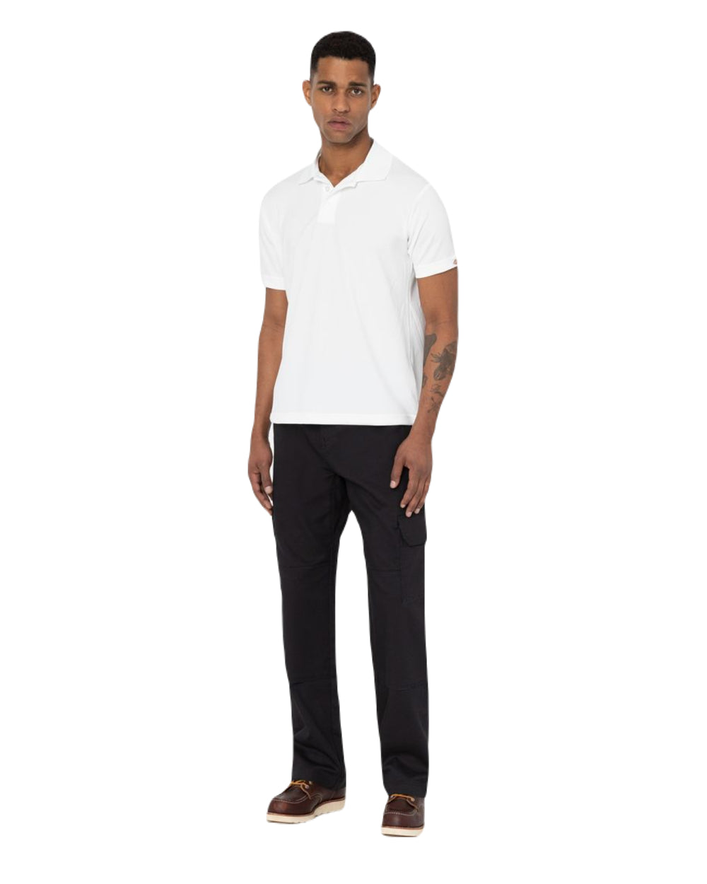 White Coloured Dickies Mens Everyday Polo Shirt on White Background