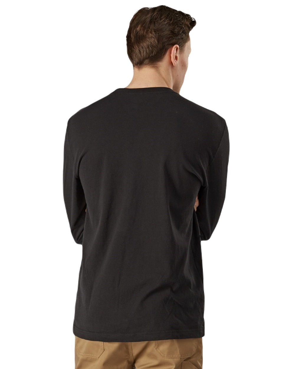 Black Coloured Dickies Mens Long Sleeve Pocket Tee on White Background