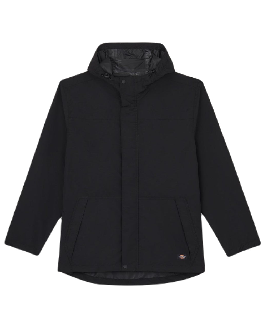 Black Coloured Dickies Mens Waterproof Rain Jacket on White Background