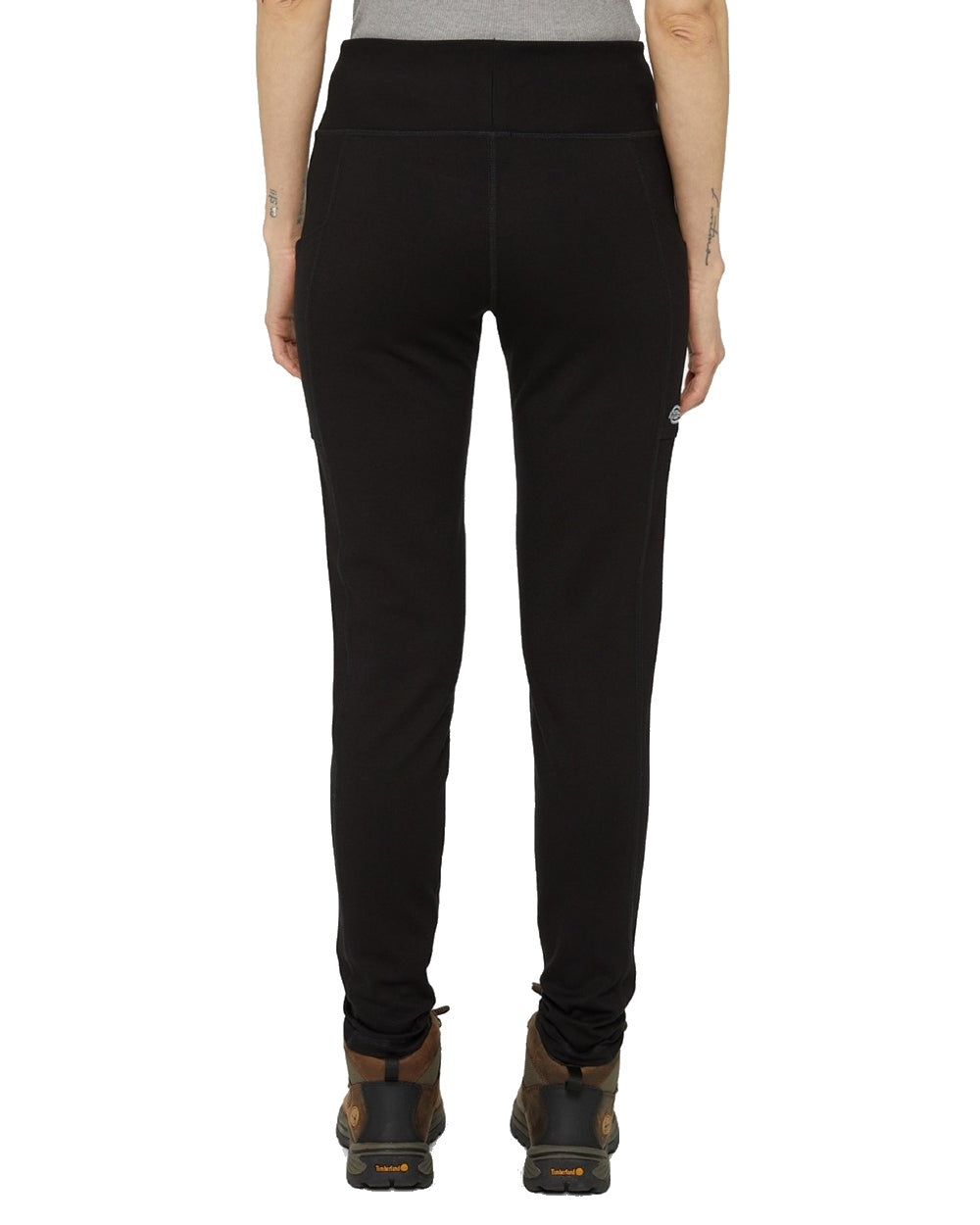 Black Coloured Dickies Womens Double Pocket Leggings on White Background