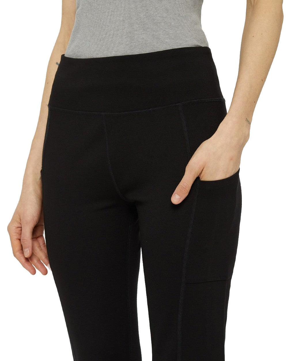 Black Coloured Dickies Womens Double Pocket Leggings on White Background