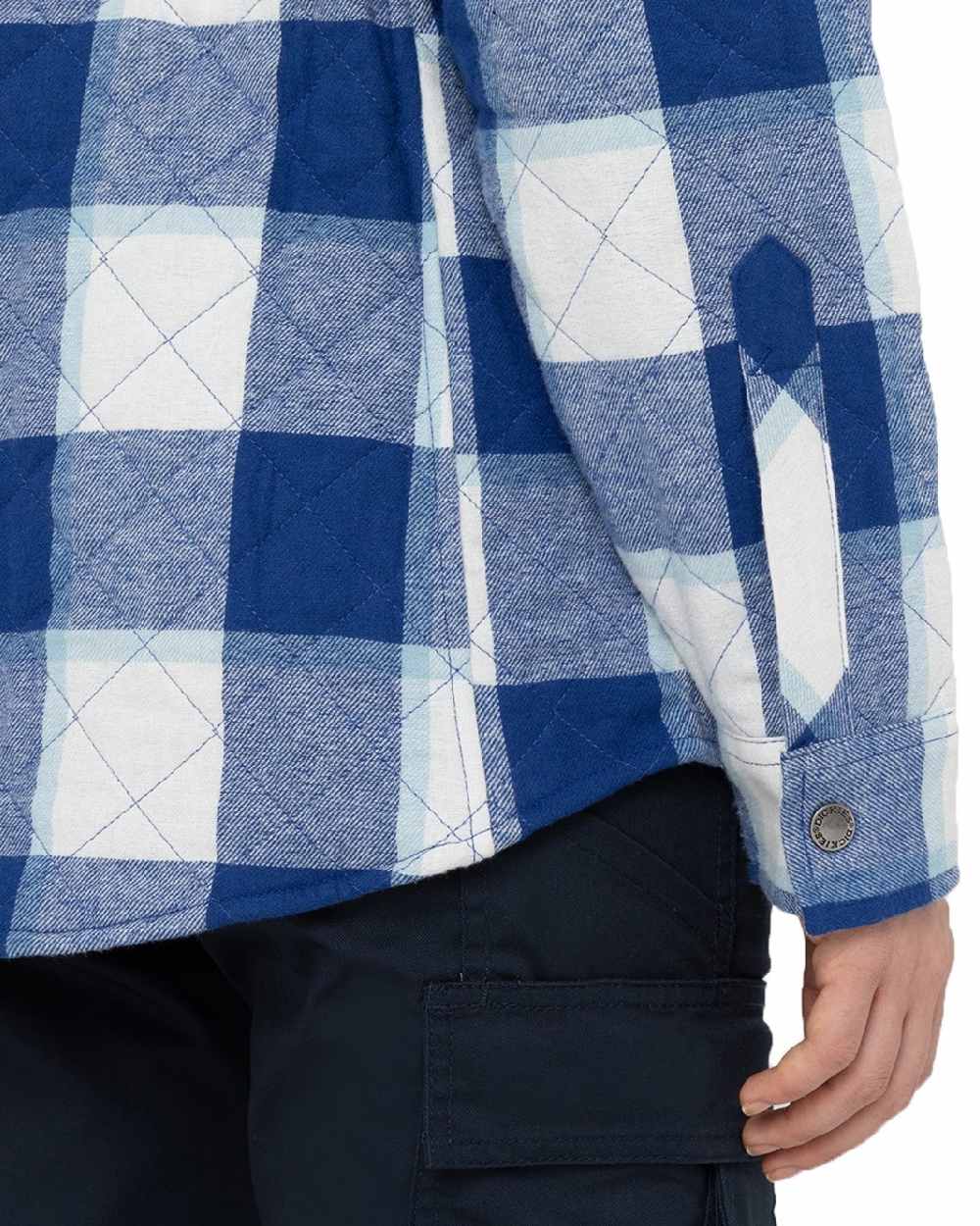 Surf Blue Coloured Dickies Womens Flannel Shirt Jacket on White Background