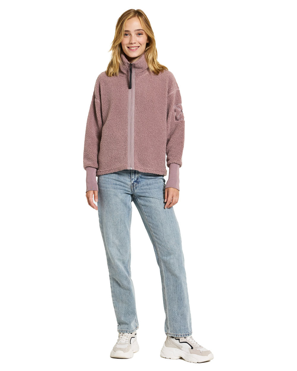 Faded Wine coloured Didriksons Full-Zip Fleece Jacket on White background