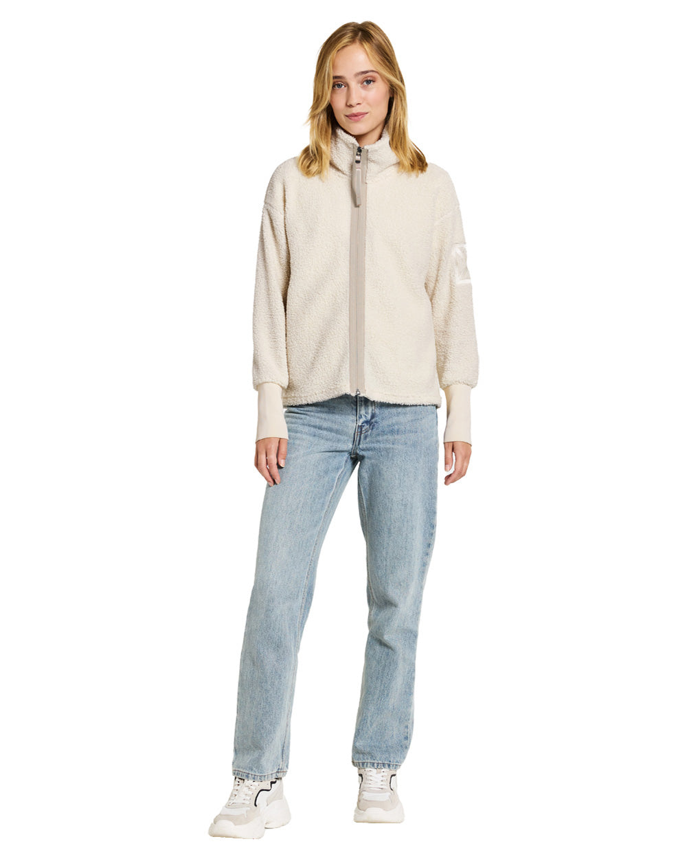 White coloured Didriksons Full-Zip Fleece Jacket on White background