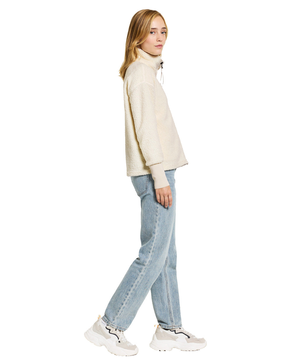 White cWhite coloured Didriksons Full-Zip Fleece Jacket on White background