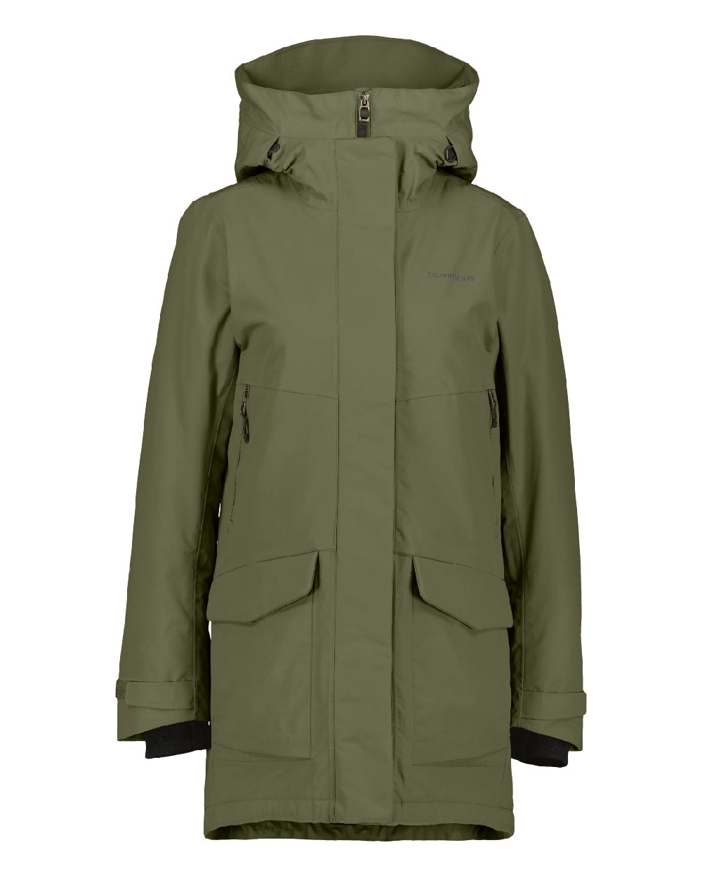Deep Green Coloured Didriksons Frida Womens Parka 7 On A White Background
