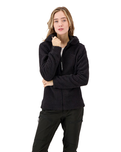 Black coloured Didriksons Anniken Womens Full Zip Fleece on White background 