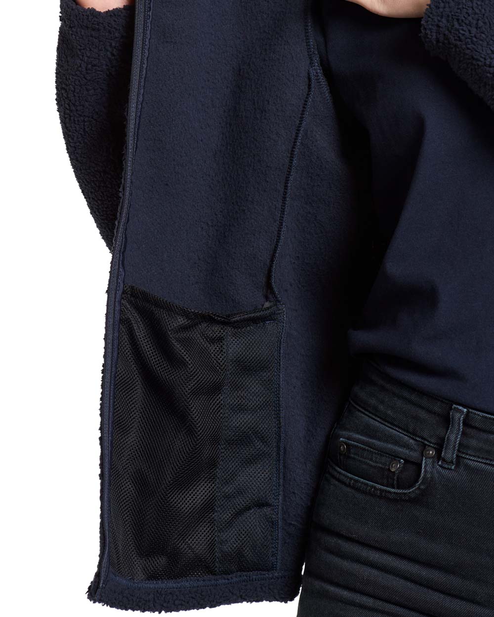 Dark Night Blue coloured Didriksons Anniken Womens Full Zip Fleece on White background