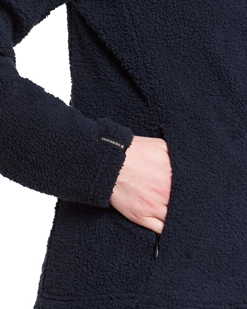 Dark Night Blue coloured Didriksons Anniken Womens Full Zip Fleece on White background