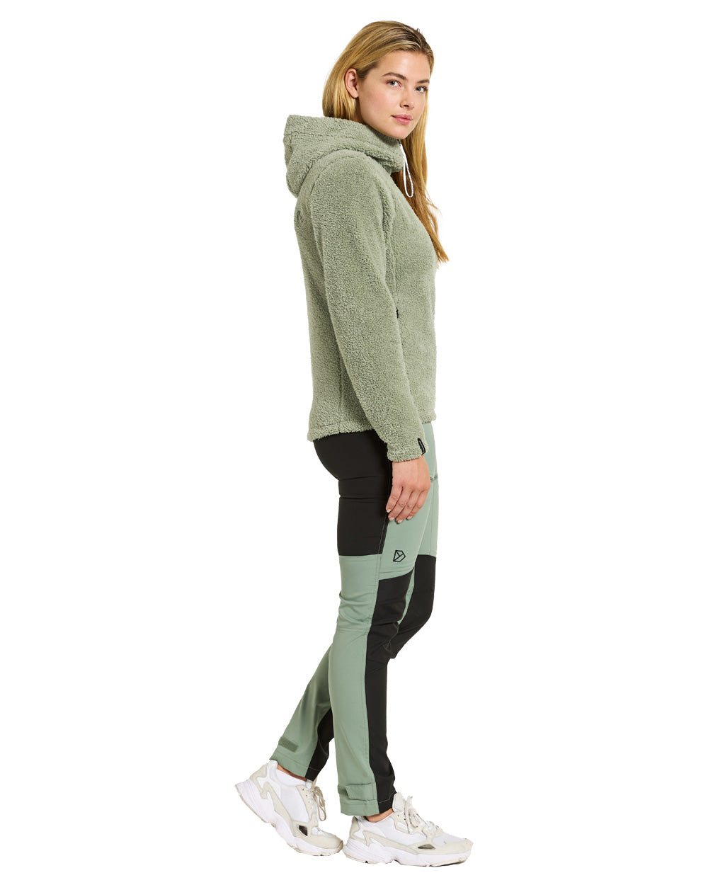 Light Moss coloured Didriksons Anniken Womens Full Zip Fleece on White background