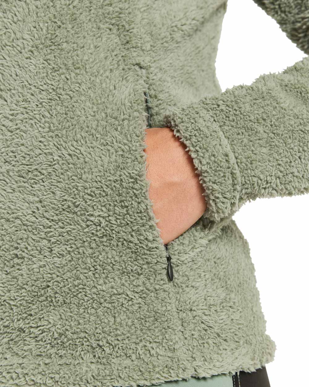 Light Moss coloured Didriksons Anniken Womens Full Zip Fleece on White background