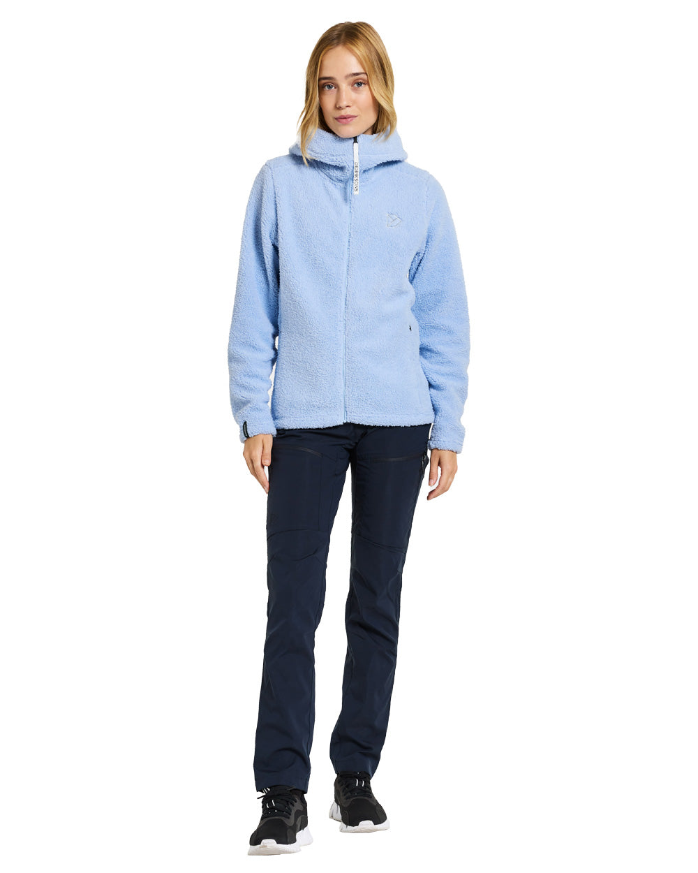 Sea Blue coloured Didriksons Anniken Womens Full Zip Fleece on White background