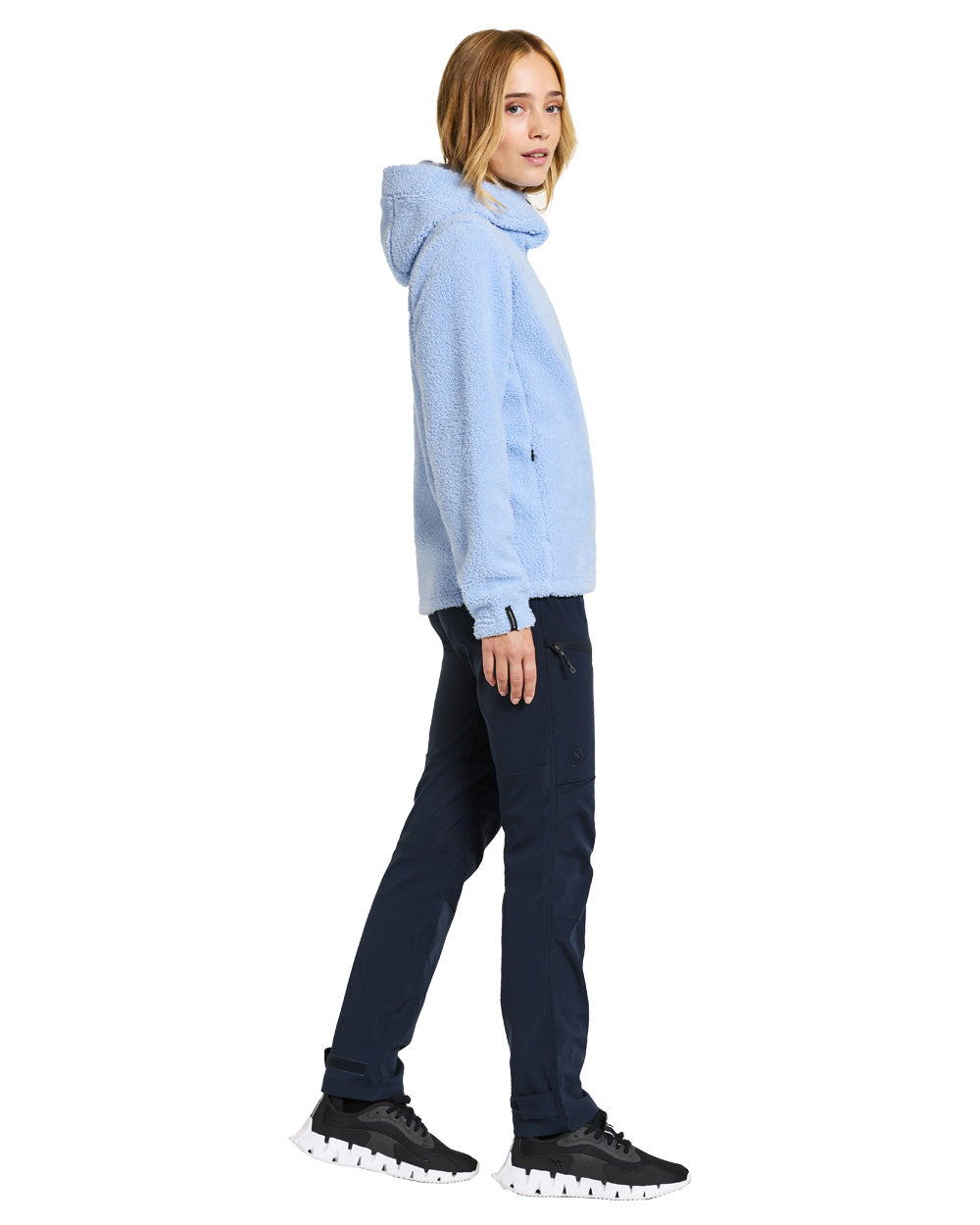 Sea Blue coloured Didriksons Anniken Womens Full Zip Fleece on White background
