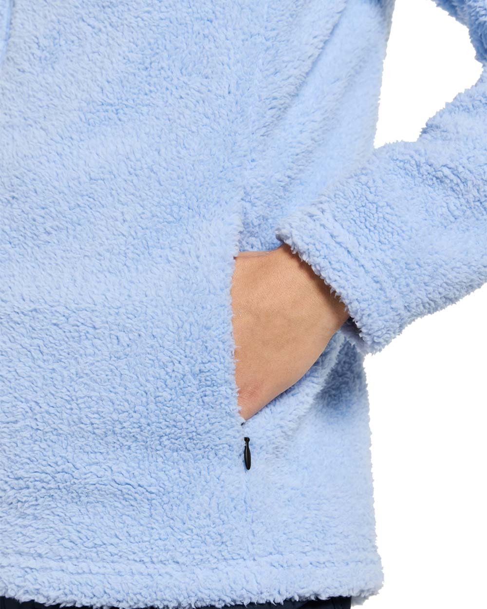 Sea Blue coloured Didriksons Anniken Womens Full Zip Fleece on White background