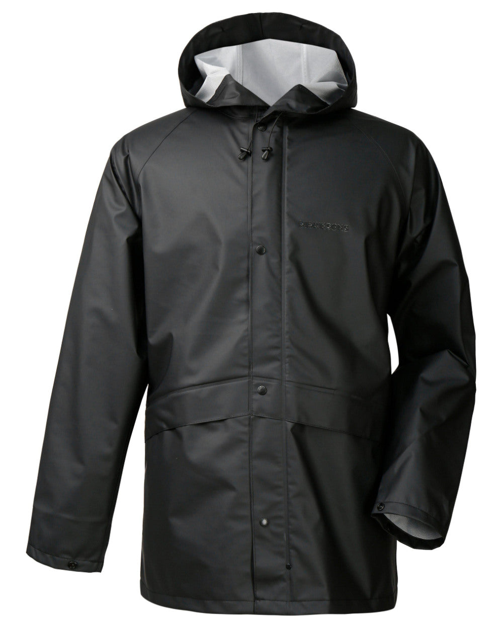 Black Coloured Didriksons Avon Waterproof Jacket On A White Background 