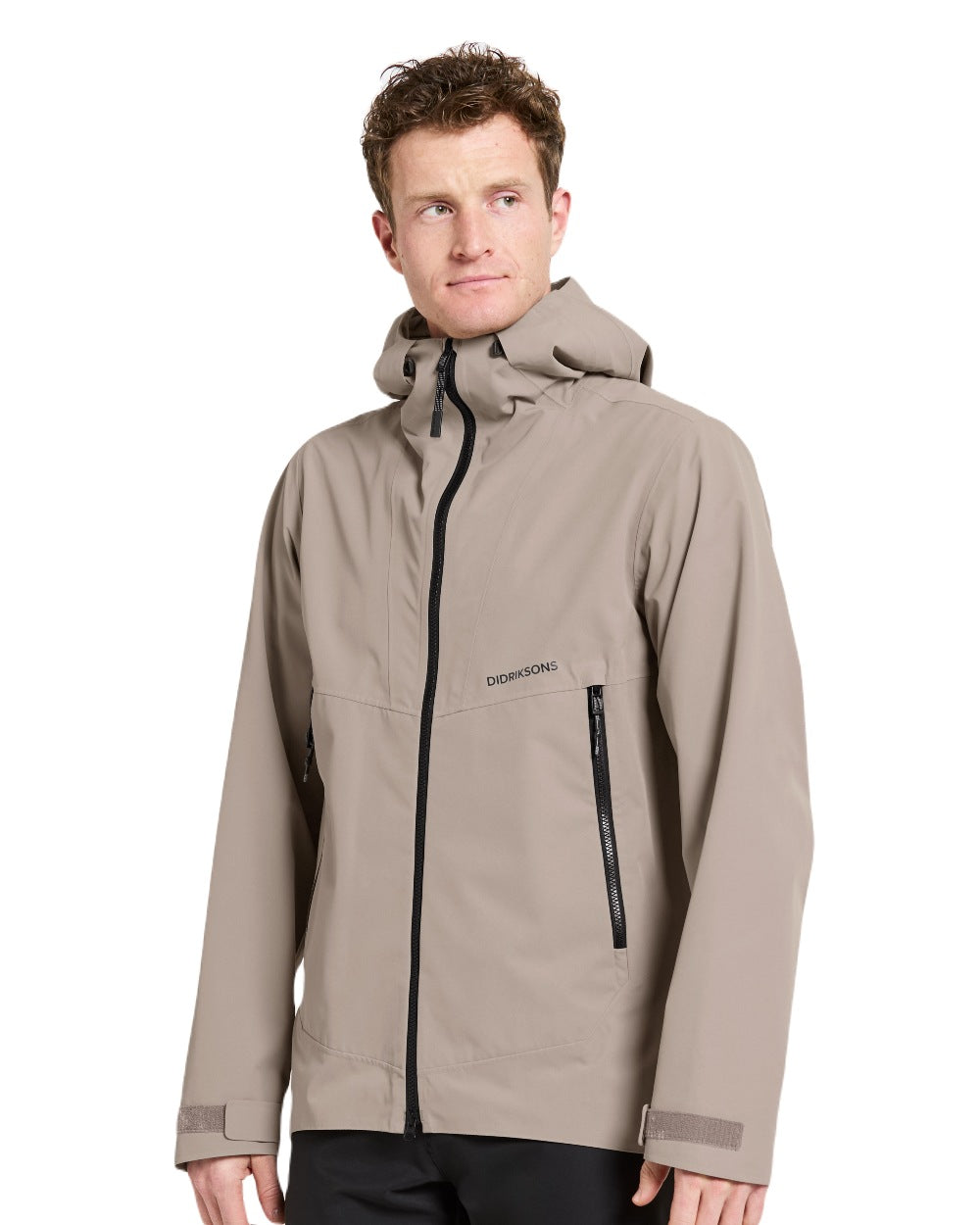 Ash Brown Coloured Didriksons Basil Unisex Waterproof Jacket 4 on White Background