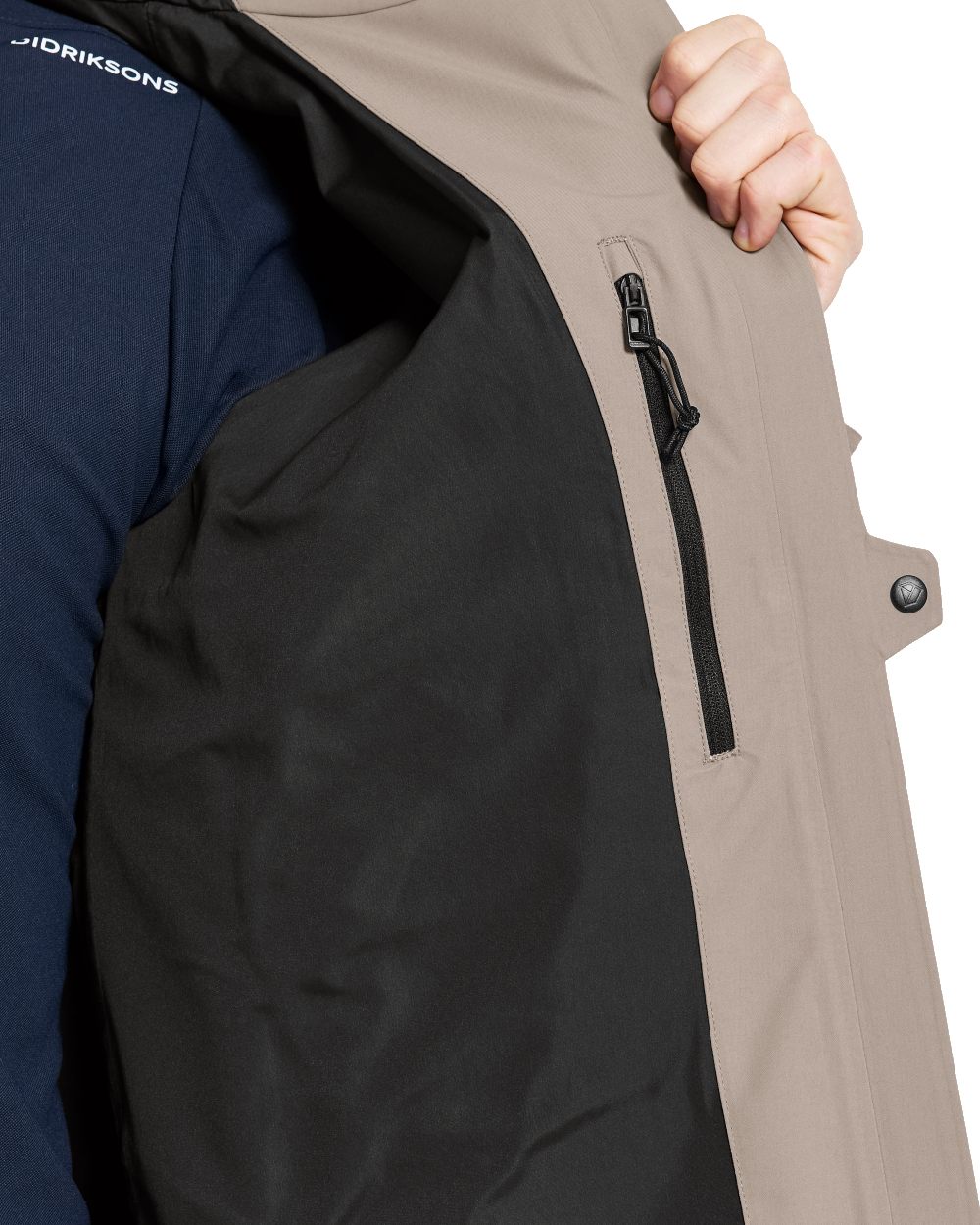 Ash Brown Coloured Didriksons Basil Unisex Waterproof Jacket 4 on White Background