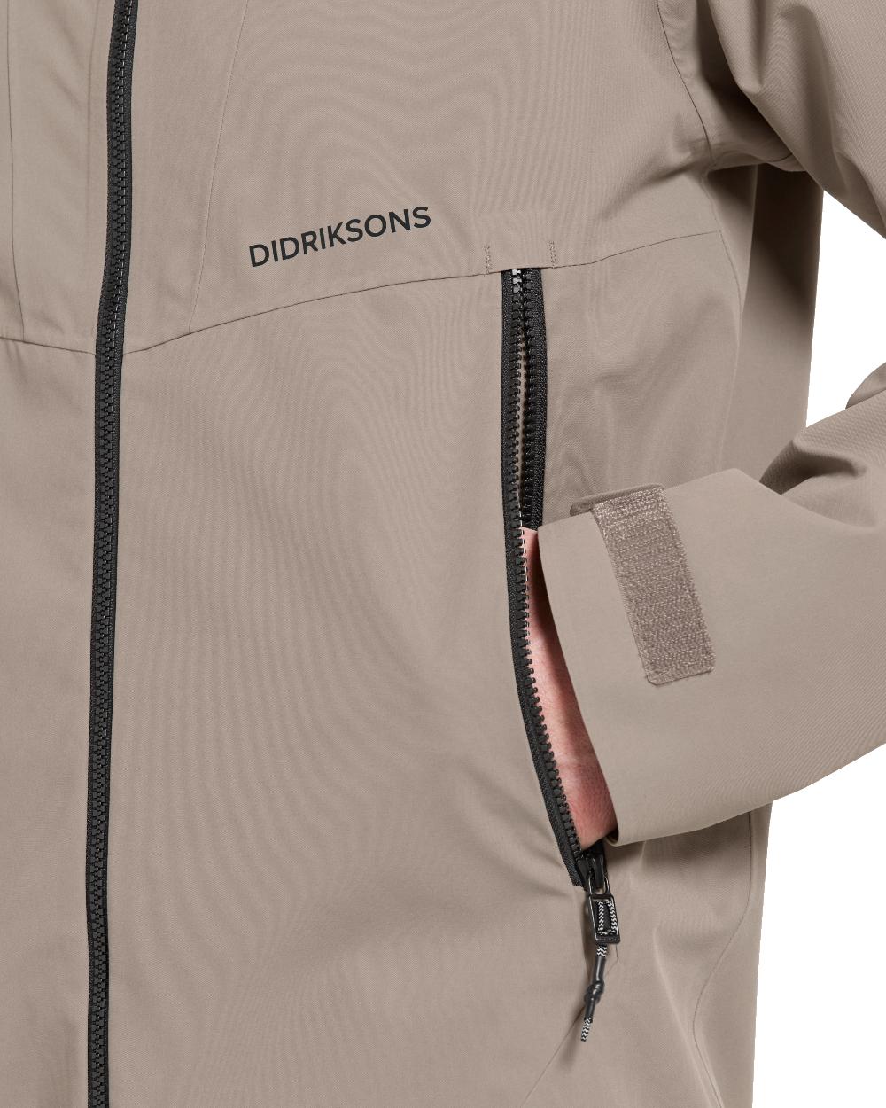 Ash Brown Coloured Didriksons Basil Unisex Waterproof Jacket 4 on White Background