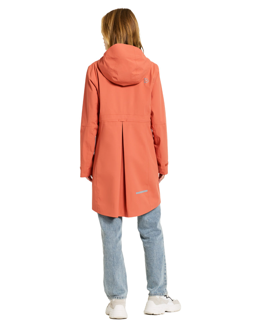 Brique Red coloured Didriksons Bea Womens Parka on White background 
