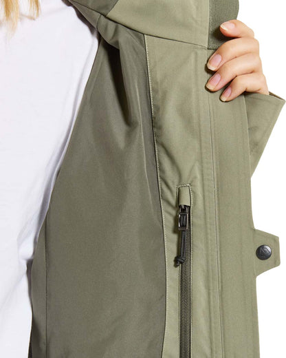 Dusty Olive coloured Didriksons Womens Bea Parka on White Background 