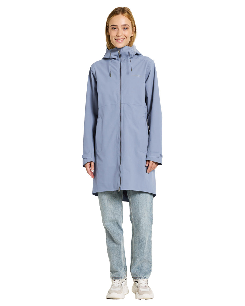 Glacial Blue coloured Didriksons Bea Womens Parka on White background
