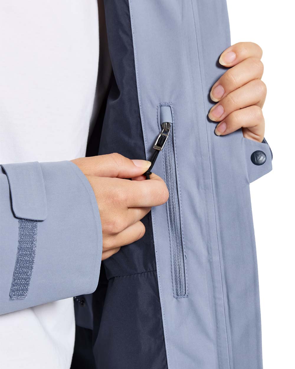 Glacial Blue coloured Didriksons Bea Womens Parka on White background