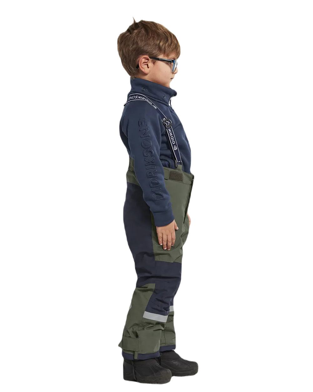Deep Green Coloured Didriksons Bjornen Childrens Pants On A White Background