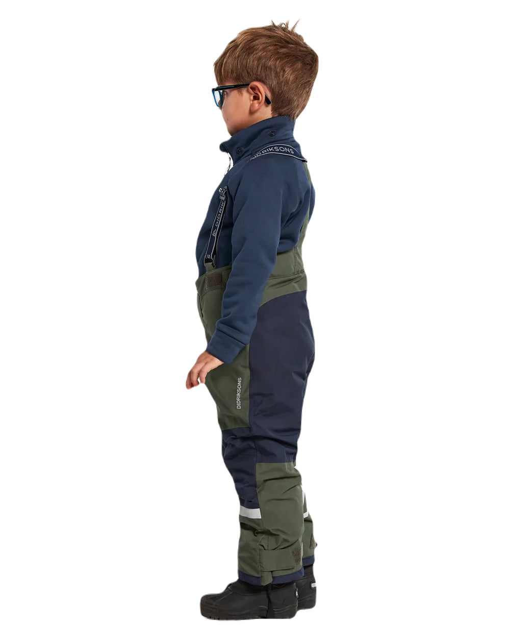 Deep Green Coloured Didriksons Bjornen Childrens Pants On A White Background