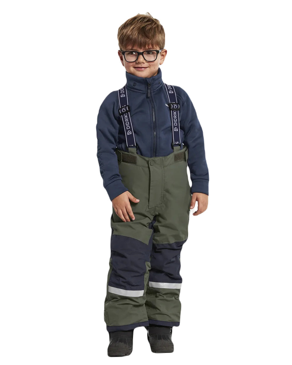 Deep Green Coloured Didriksons Bjornen Childrens Pants On A White Background