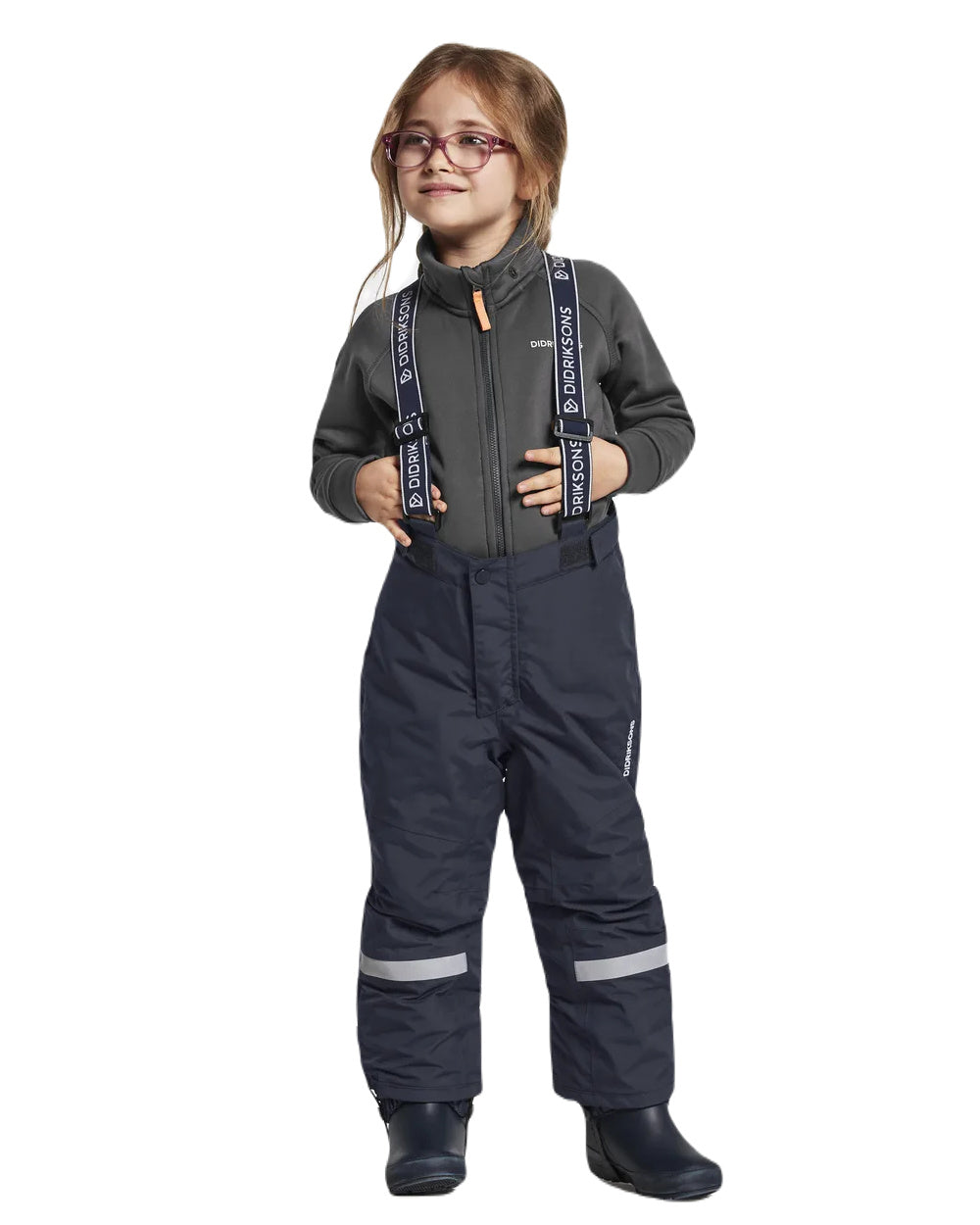 Navy Coloured Didriksons Bjornen Childrens Pants On A White Background