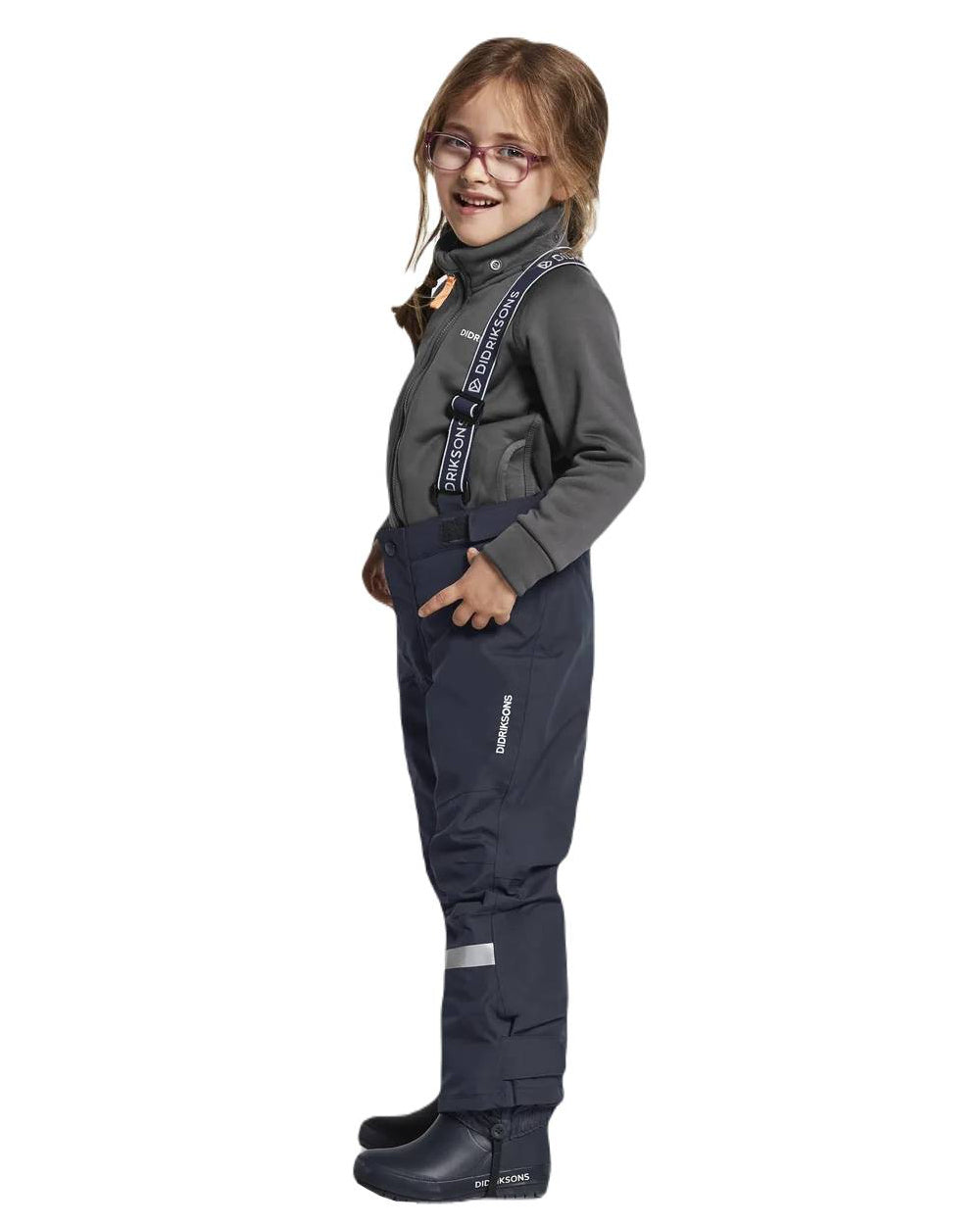 Navy Coloured Didriksons Bjornen Childrens Pants On A White Background