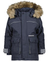 Navy Coloured Didriksons Bjornen Childrens Parka On A White Background #colour_navy