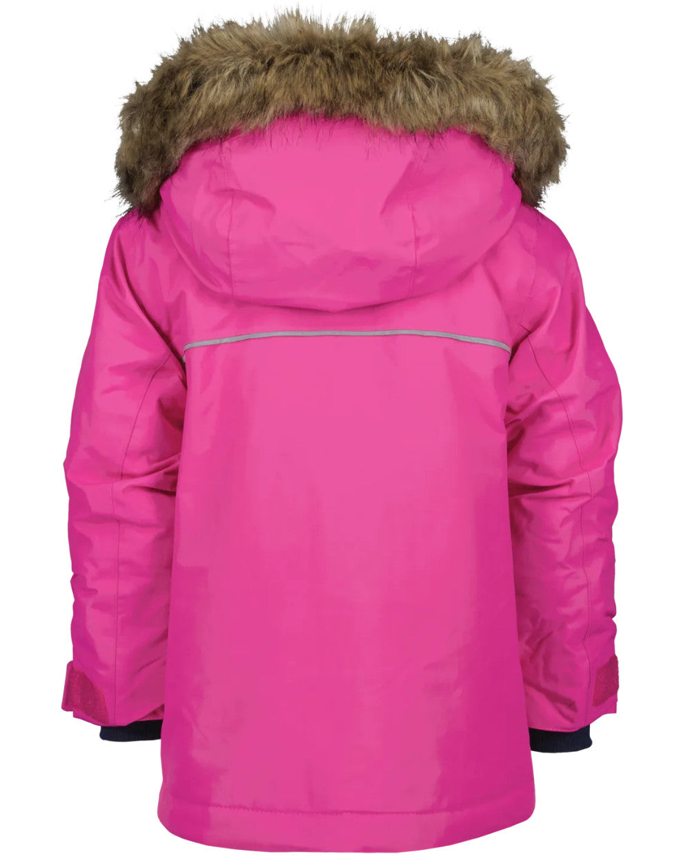 Plastic Pink Coloured Didriksons Bjornen Childrens Parka On A White Background 