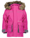 Plastic Pink Coloured Didriksons Bjornen Childrens Parka On A White Background #colour_plastic-pink